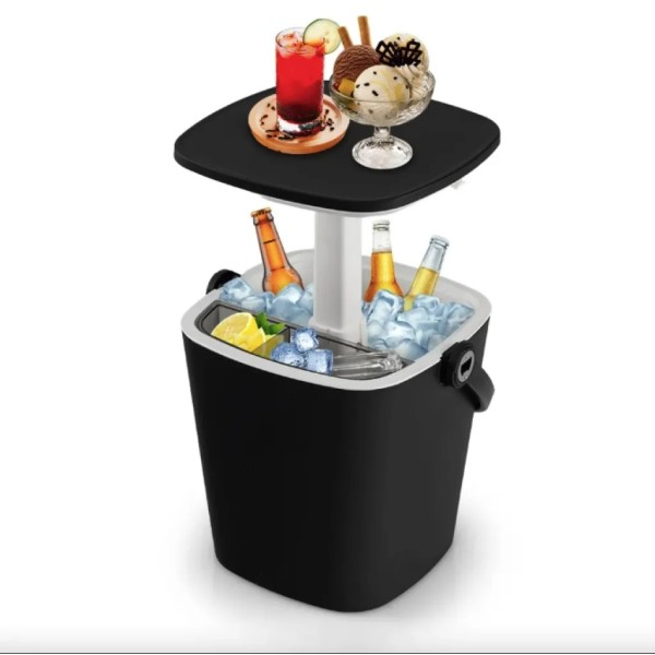 Стіл-холодильник Costway Gobar 3-в-1 з підйомною кришкою 15L чорний