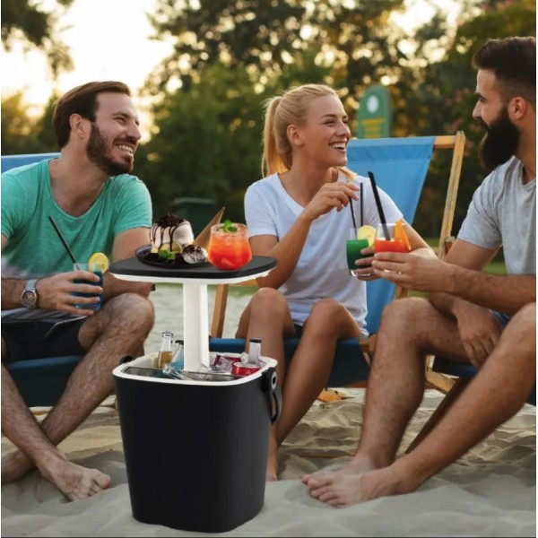 Стіл-холодильник Costway Gobar 3-в-1 з підйомною кришкою 15L чорний