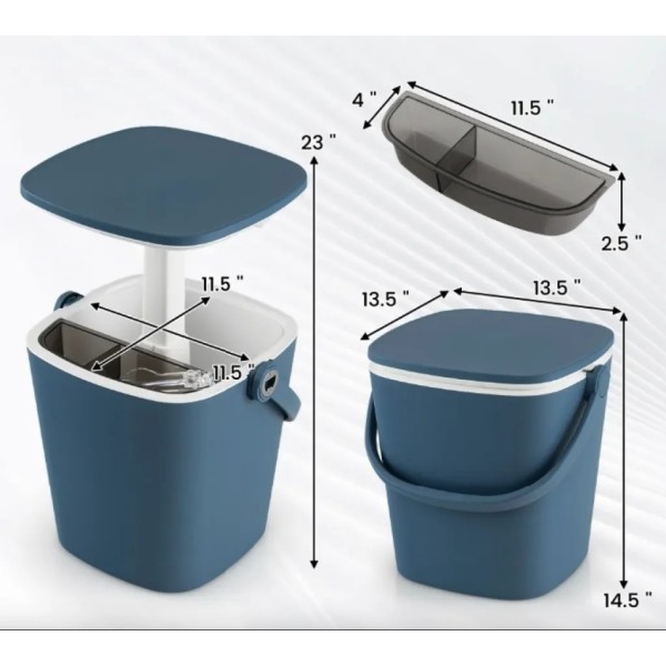 Стіл-холодильник Costway Gobar 3-в-1 з підйомною кришкою 15L синій