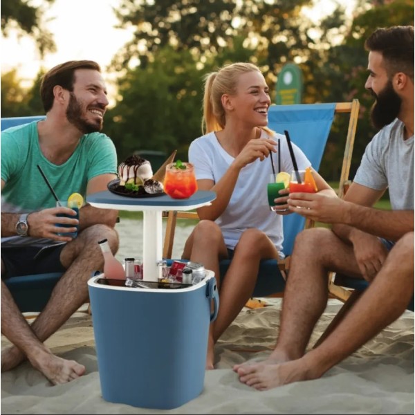 Стіл-холодильник Costway Gobar 3-в-1 з підйомною кришкою 15L синій