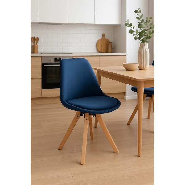 Стілець Saida Jumi у скандинавському стилі з дерев'яними ніжками синій