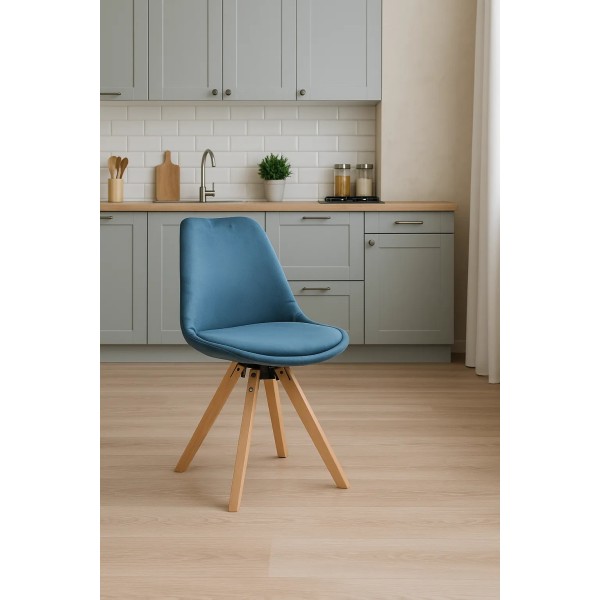 Стілець Saida Jumi у скандинавському стилі з дерев'яними ніжками аквамариновий