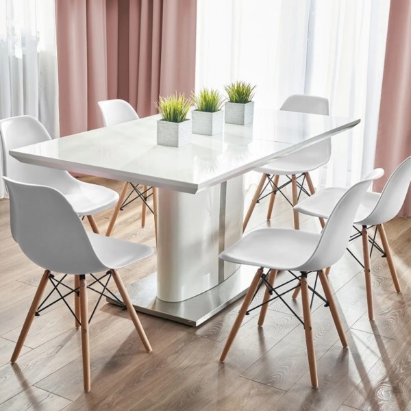 Стілець Eva Jumi у скандинавському стилі з дерев'яними ніжками білий