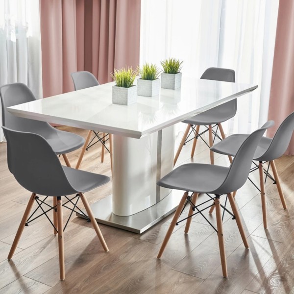 Стілець Eva Jumi у скандинавському стилі з дерев'яними ніжками сірий