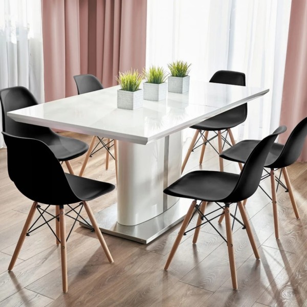 Стілець Eva Jumi у скандинавському стилі з дерев'яними ніжками чорний