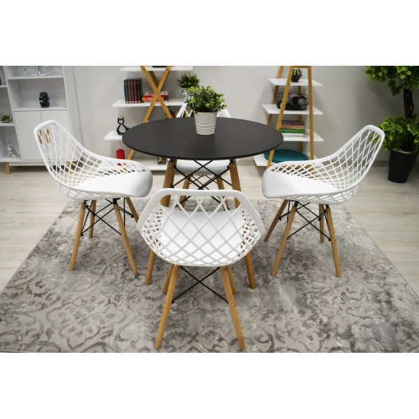 Стілець Leobert Sakai з дерев'яними ніжками ажурна спинка білий