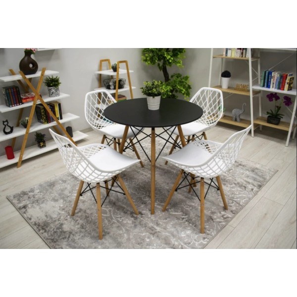 Стілець Leobert Sakai з дерев'яними ніжками ажурна спинка білий