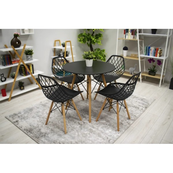 Стілець Leobert Sakai з дерев'яними ніжками ажурна спинка чорний