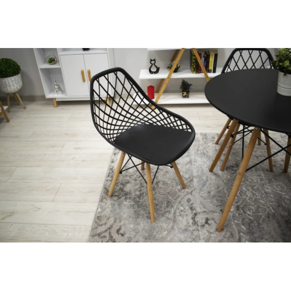 Стілець Leobert Sakai з дерев'яними ніжками ажурна спинка чорний