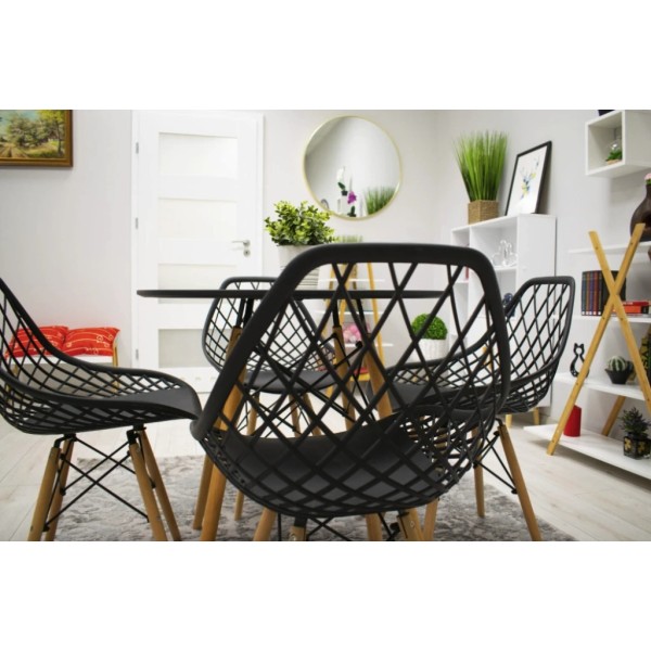 Стілець Leobert Sakai з дерев'яними ніжками ажурна спинка чорний