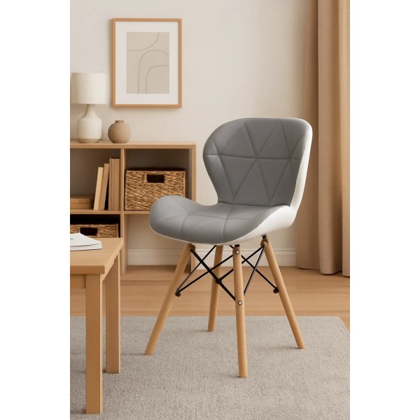 Крісло Leobert Lago екошкіра сіро-біле