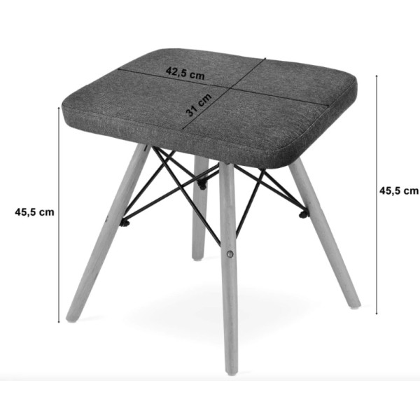 Табурет Leobert Werk квадратний з дерев'яними ніжками сірий