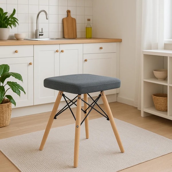 Табурет Leobert Werk квадратний з дерев'яними ніжками сірий