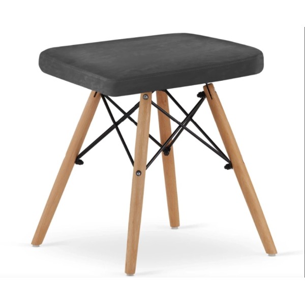 Табурет Leobert Werk квадратний з дерев'яними ніжками сірий темний