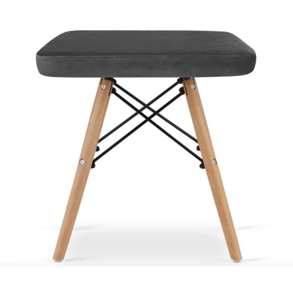 Табурет Leobert Werk квадратний з дерев'яними ніжками сірий темний