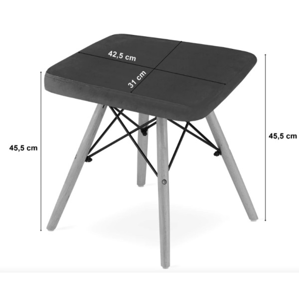 Табурет Leobert Werk квадратний з дерев'яними ніжками сірий темний