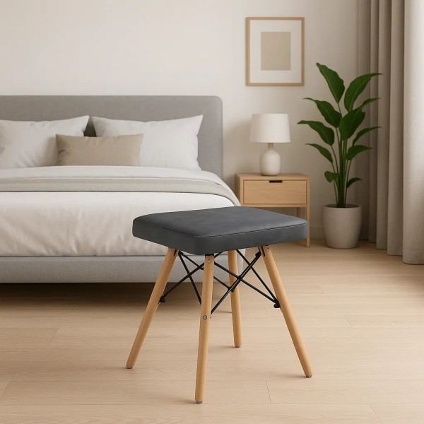 Табурет Leobert Werk квадратний з дерев'яними ніжками сірий темний