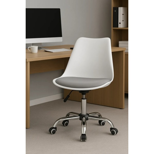 Офісне крісло Leobert Alba біло-сіре