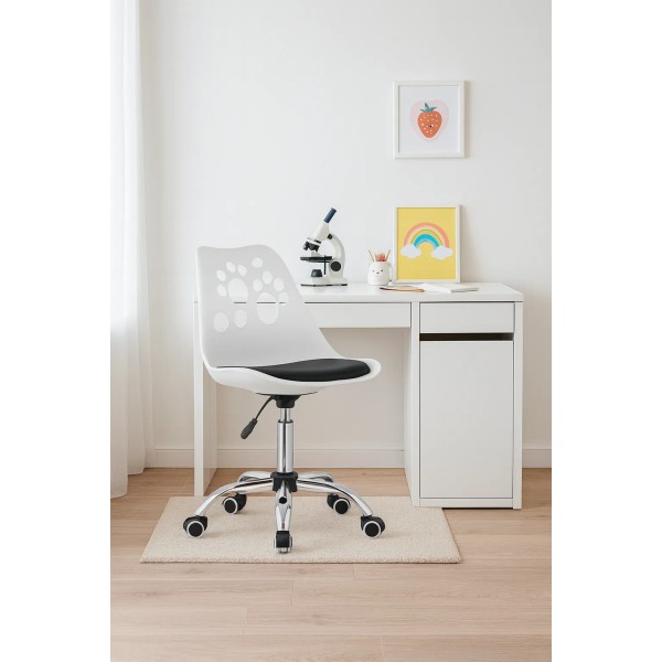 Офісне крісло Leobert Print біло-чорне