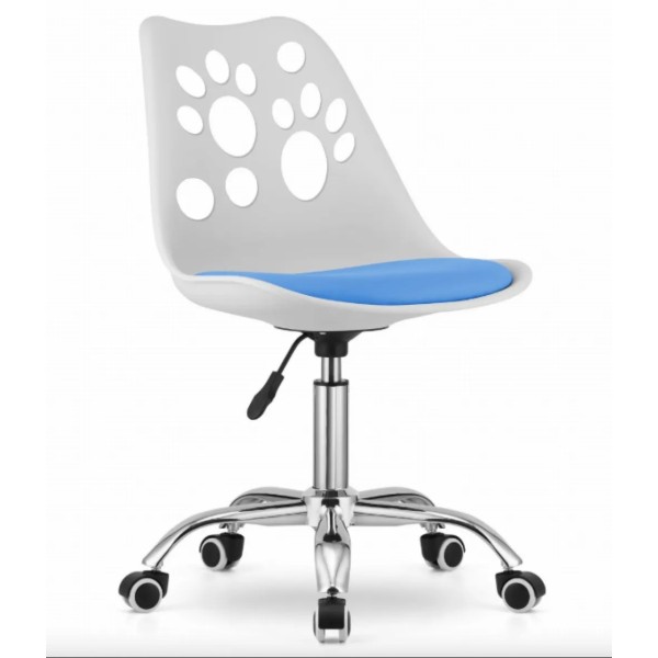 Офісне крісло Leobert Print біло-блакитне