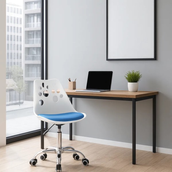 Офісне крісло Leobert Print біло-блакитне