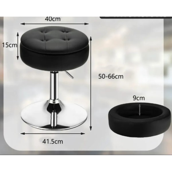 Крісло табурет обертове Costway Meri з місцем для зберігання чорне