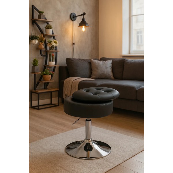 Крісло табурет обертове Costway Meri з місцем для зберігання чорне