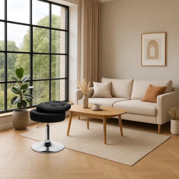 Крісло табурет обертове Costway Meri з місцем для зберігання чорне