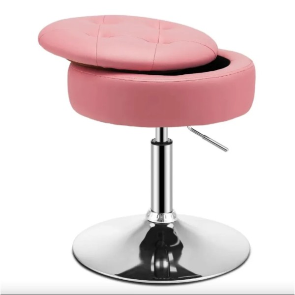 Крісло табурет обертове Costway Meri з місцем для зберігання рожевий