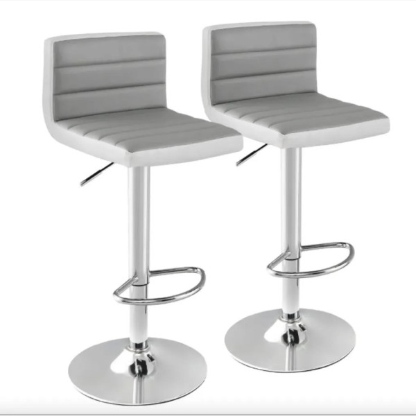 Комплект барних стільців Costway Alisa екошкіра сірий