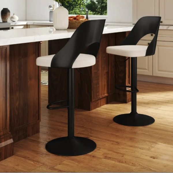 Комплект барних стільців Costway Navare екошкіра чорно-білий