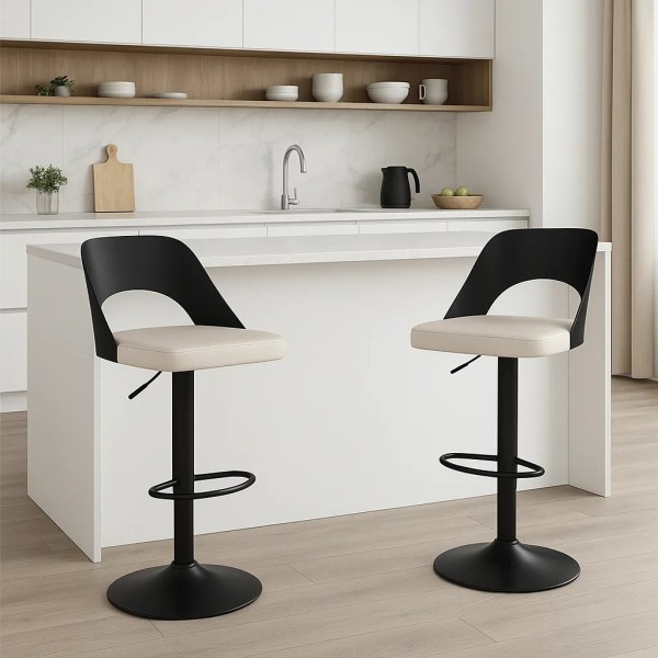 Комплект барних стільців Costway Navare екошкіра чорно-білий