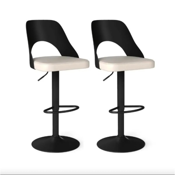 Комплект барних стільців Costway Navare екошкіра чорно-білий