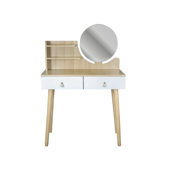 Туалетний столик Jumi Scandi з шухлядами, шкіряні ручки, світлий бук