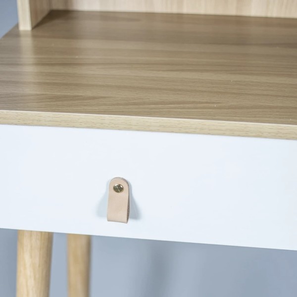 Туалетний столик Jumi Scandi з шухлядами, шкіряні ручки, світлий бук