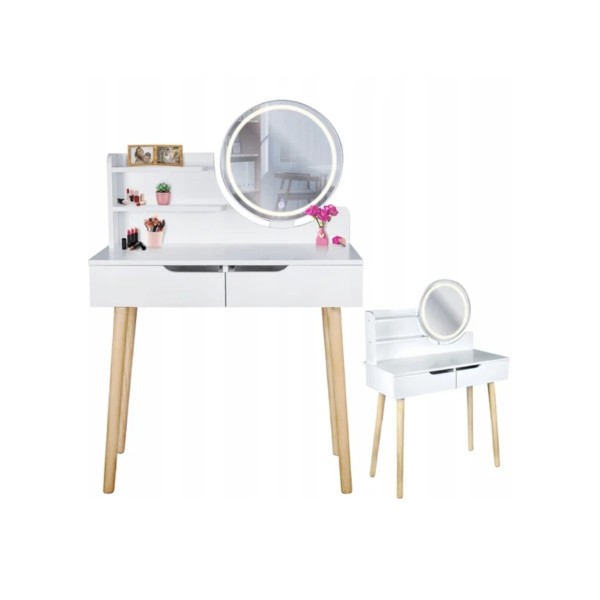 Туалетний столик Jumi Scandi LED підсвітка, з шухлядами, білий