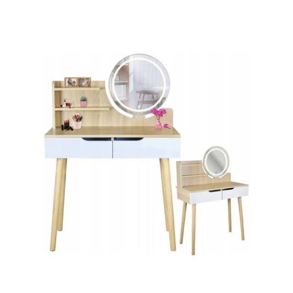 Туалетний столик Jumi Scandi LED підсвітка, з шухлядами, світлий бук