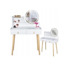 Туалетний столик Jumi Scandi LED підсвітка, з шухлядами, шкіряні ручки, білий