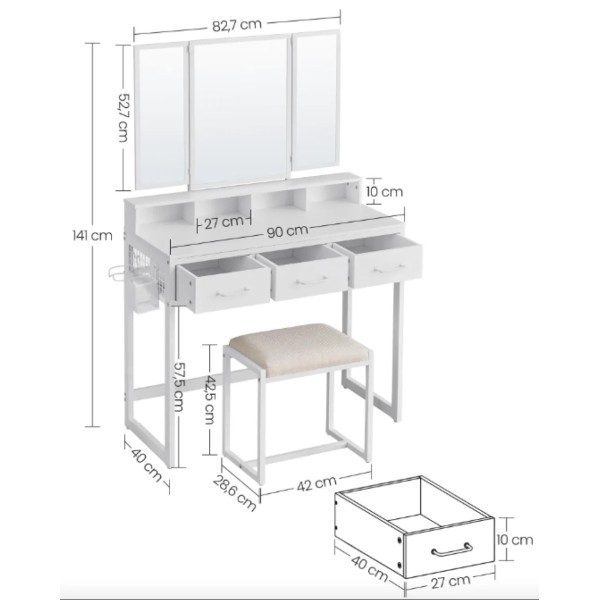 Туалетний столик Leobert Vicco трюмо з пуфом білий