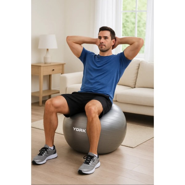 Фітбол York Fitness 75см сірий + насос