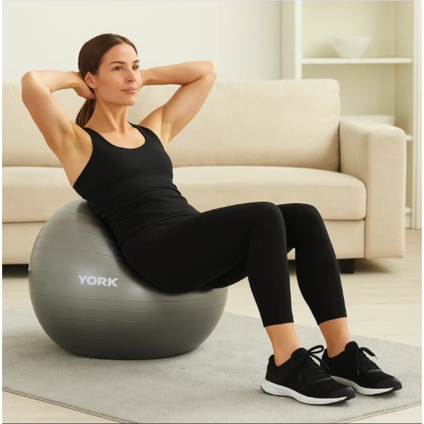Фітбол York Fitness 75см сірий + насос