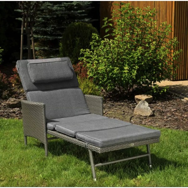 Садовий шезлонг Di Volio Breso з ротангу сірий