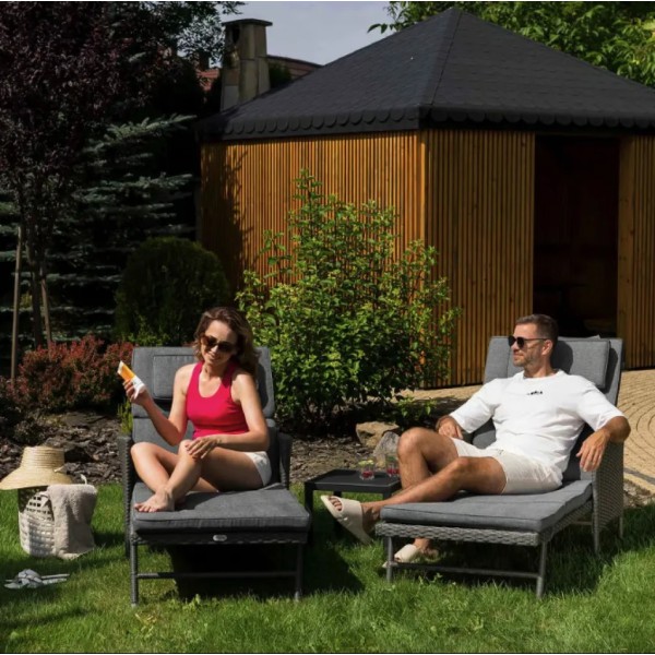 Садовий шезлонг Di Volio Breso з ротангу сірий