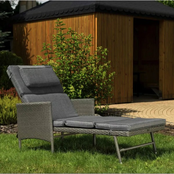 Садовий шезлонг Di Volio Breso з ротангу сірий