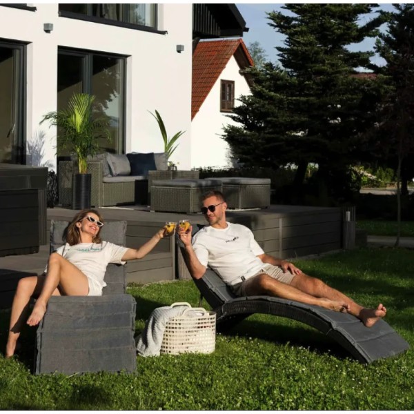 Садовий шезлонг Di Volio Ciampino чорний/графітовий