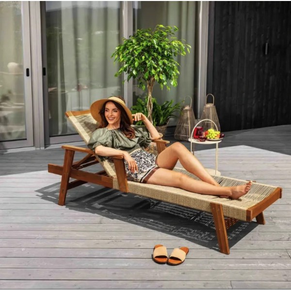 Садовий шезлонг Di Volio Alege з дерева бежевий