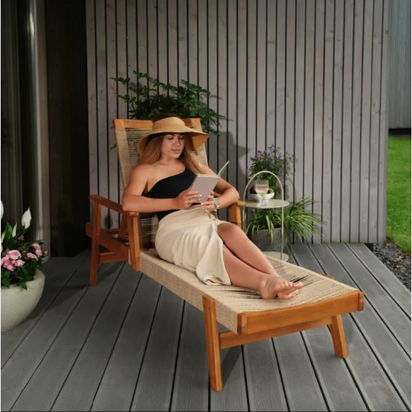 Садовий шезлонг Di Volio Alege з дерева бежевий