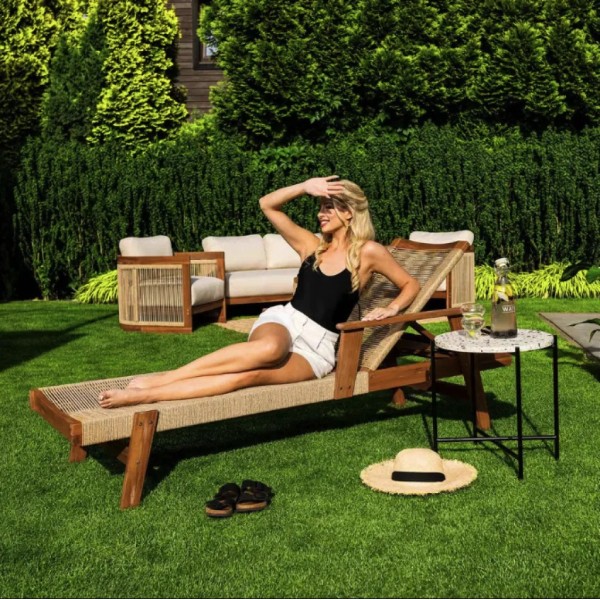 Садовий шезлонг Di Volio Alege з дерева бежевий