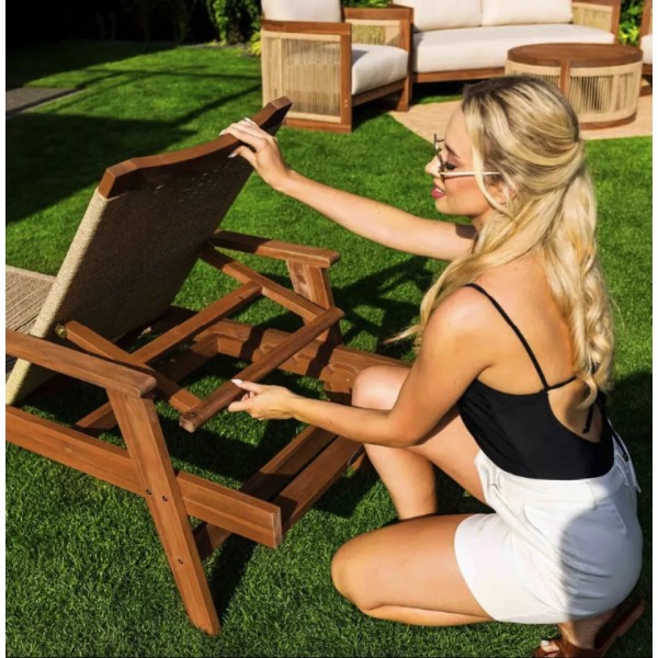 Садовий шезлонг Di Volio Alege з дерева бежевий