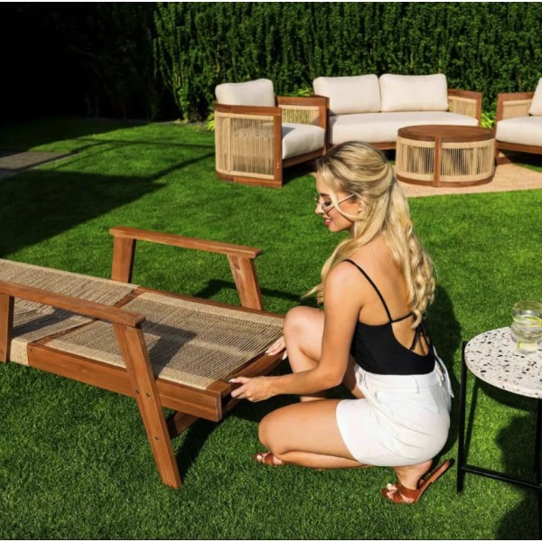 Садовий шезлонг Di Volio Alege з дерева бежевий